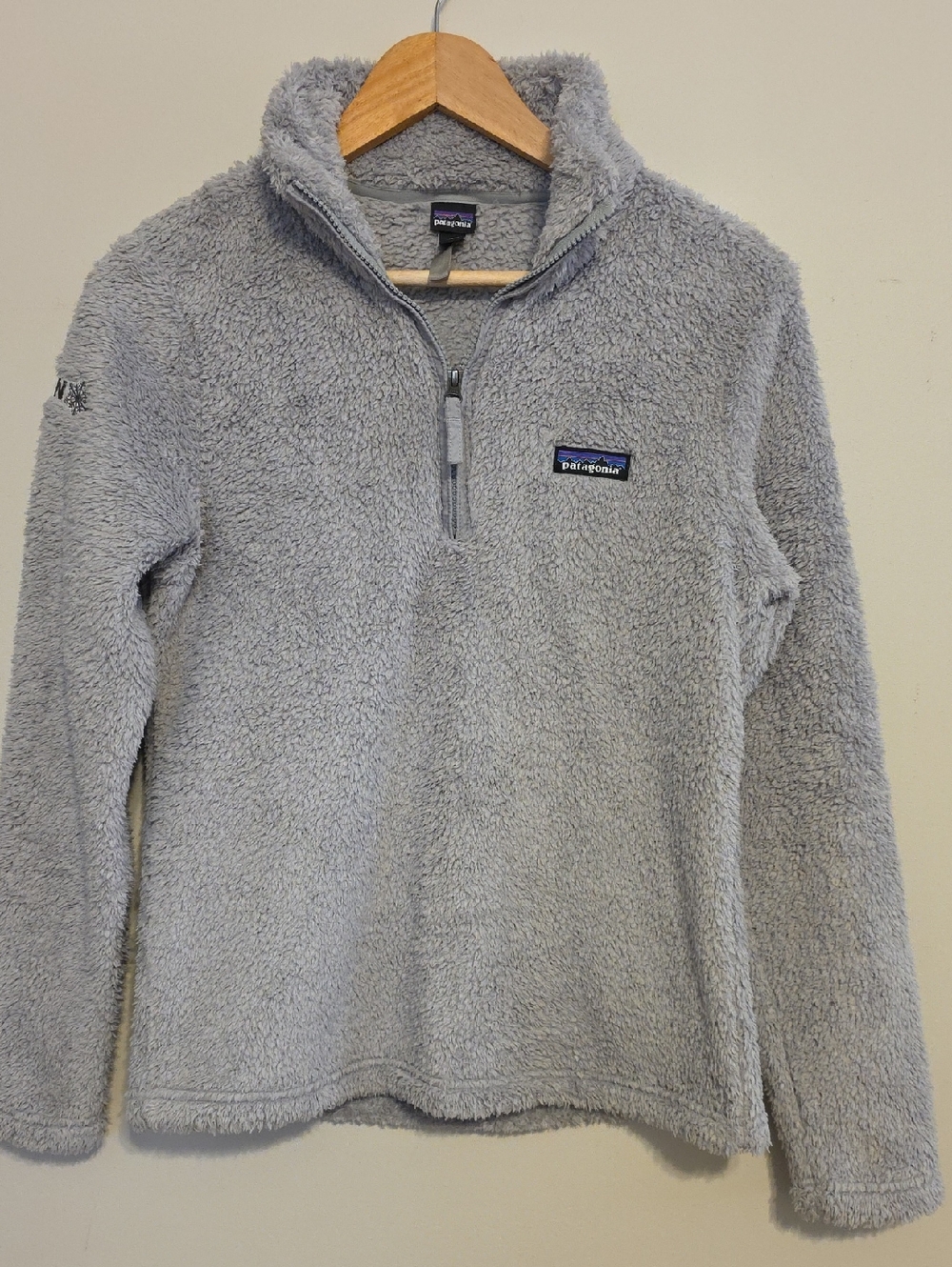 Patagonia Aspen Light Gray Sherpa Quarter-Zip Pullover